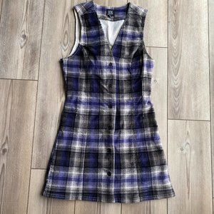 UO Checked Corduroy Pinafore Dress, Size S (NWT)